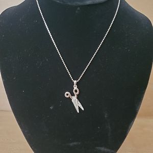 New Sam Moon Rhinestone Scissors Necklace